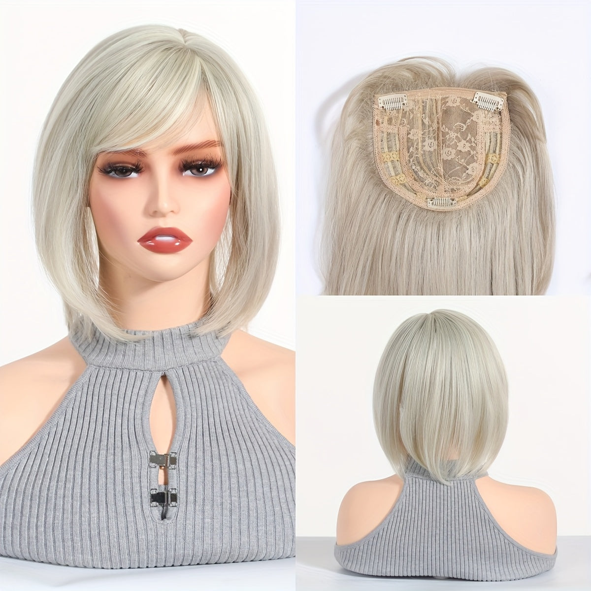 Elegant Women's Short Straight Hair Topper - Natural Look, Breathable Net Cap