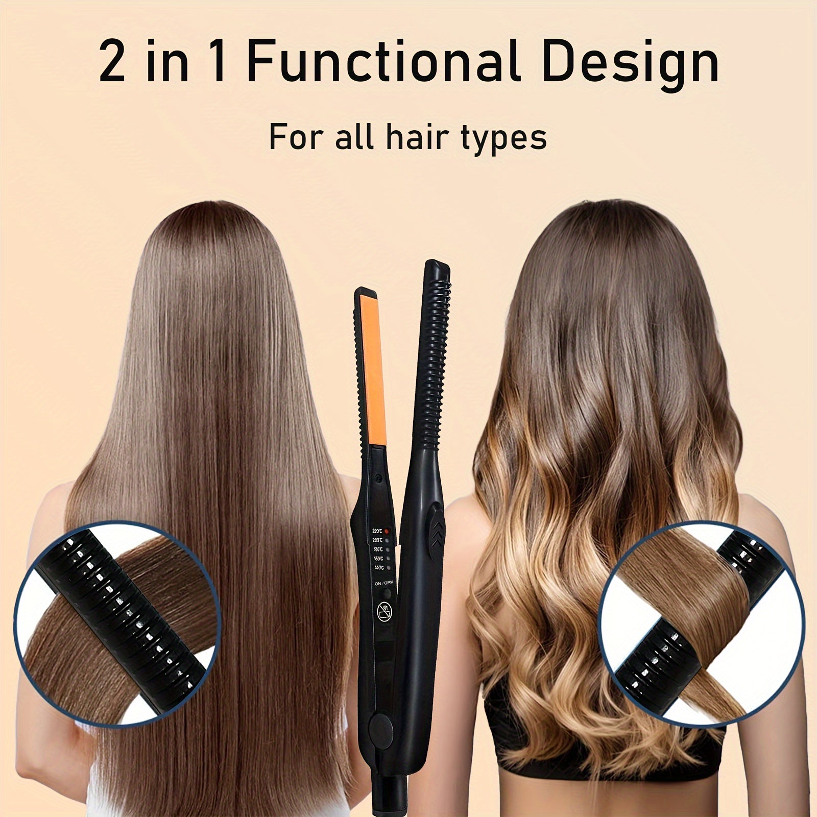 Fast-Heating Dual Voltage Hair Straightener - Portable Flat Iron for Short Hair & Beards, 110V US Plug, Ideal for Short Hair And Beards
