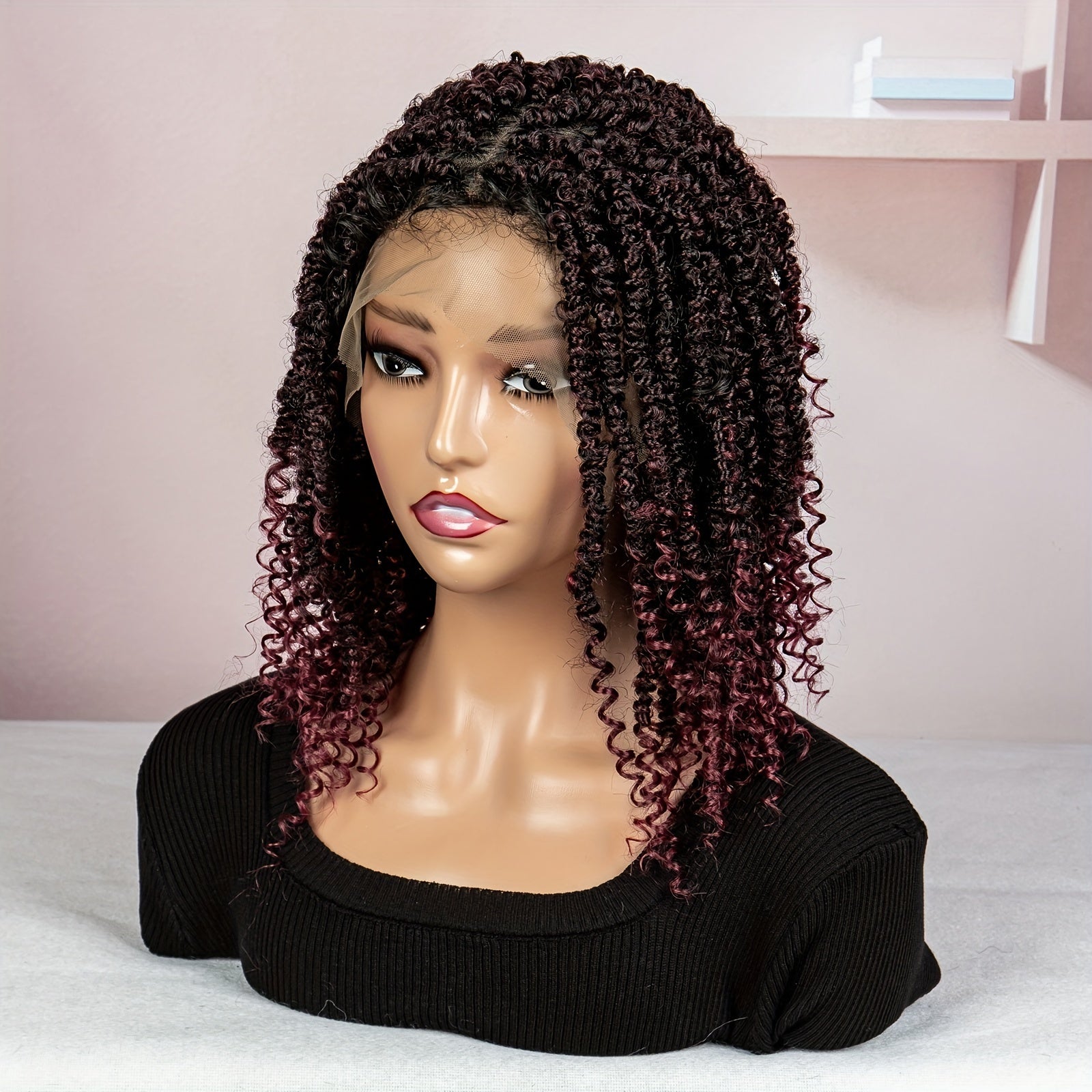 9x6 Inch 180% Density Women's Gradient Color Crochet Braids Lace Wig with Breathable Scalp Simulation, Elastic Knots, and Natural Looking High Temperature Fiber