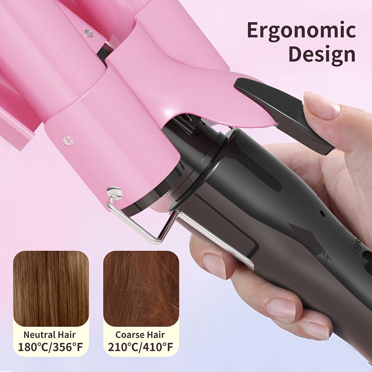 [Volumizing Curler] Sleek 3-Barrel Professional Hair Curling Iron Wand - Ergonomic Grip, Adjustable Temperature Control, Volumizing & Anti-Scald, Ideal for All Hair Types - Black & Orange, US Plug, Hair Curler