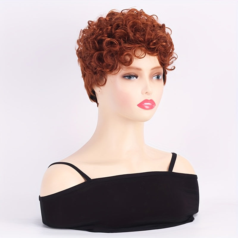 [1pc Unisex Short Curly Wavy Wig] 1pc Unisex Short Curly Wavy Wig, High-Temperature Fiber, Rose Net Cap, 130% Density, Afro Curly/Kinky Style, Sports Look, Versatile for Cosplay and Wig Replacement, Ideal Valentine'S Gift