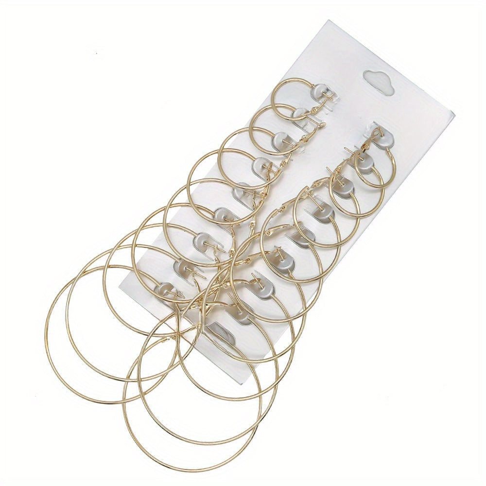 24pcs 18K Golden Plated Alloy Hoop Earrings Set