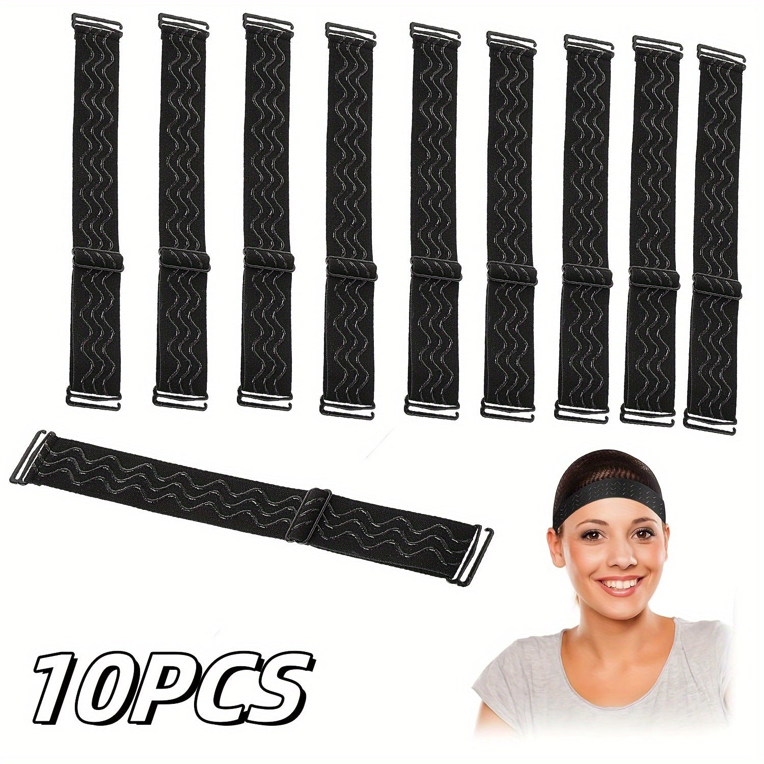 1/2/5/10pcs Unisex-Adult Wig Bands, Adjustable Elastic No-Slip Straps, with Silicone Grip, Removable Wig Headbands for Sewing and Wig Making Accessories