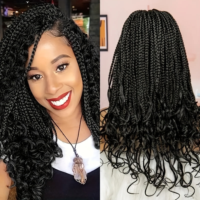 Anytime Chic Black Box Braid Wig for Women - Premium Synthetic Cornrow Braids with Loose Wave Ends, Easy to Wear, Breathable, Versatile Hairpiece, 150% Density, 9x6 Lace Front, High-Temperature Fiber