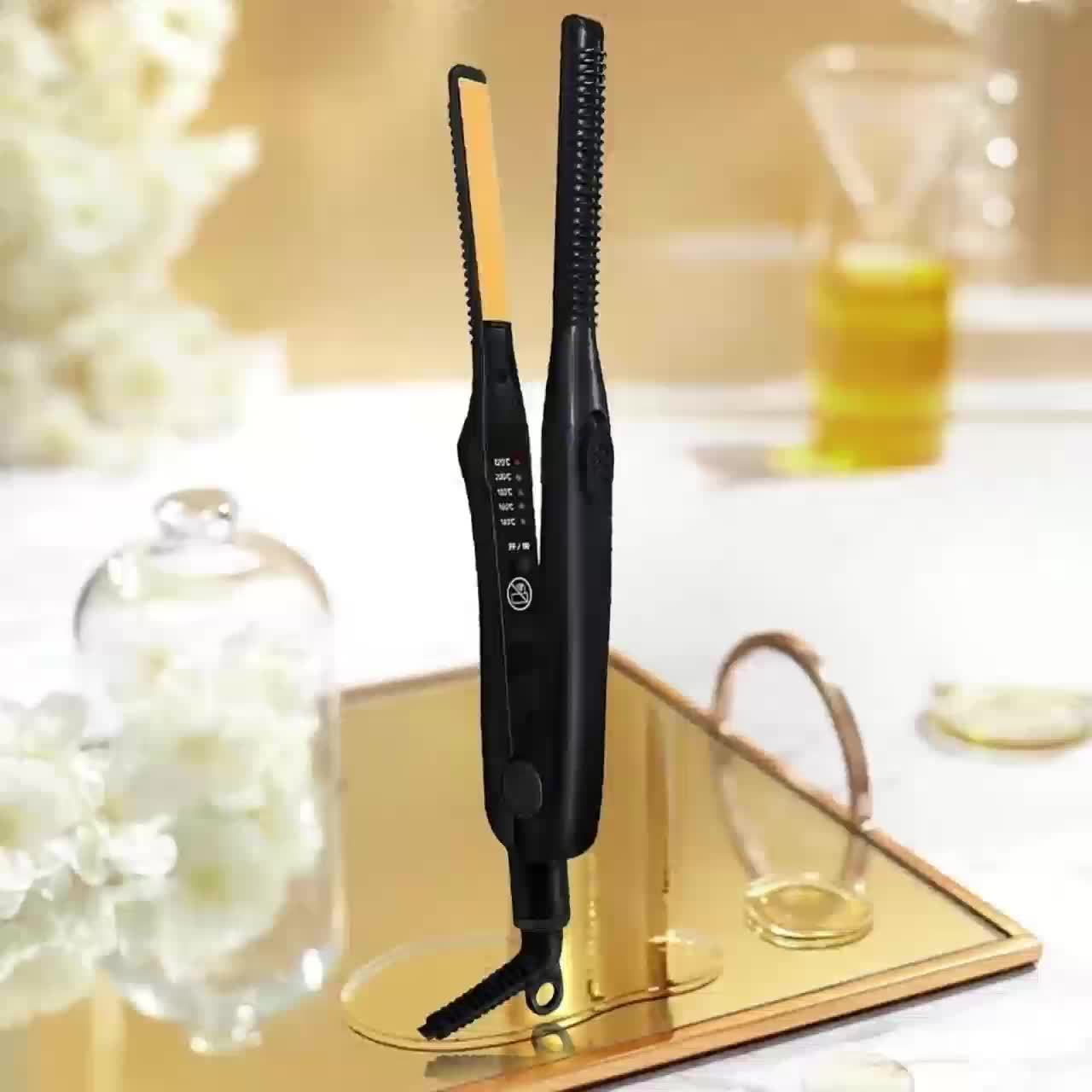 Fast-Heating Dual Voltage Hair Straightener - Portable Flat Iron for Short Hair & Beards, 110V US Plug, Ideal for Short Hair And Beards