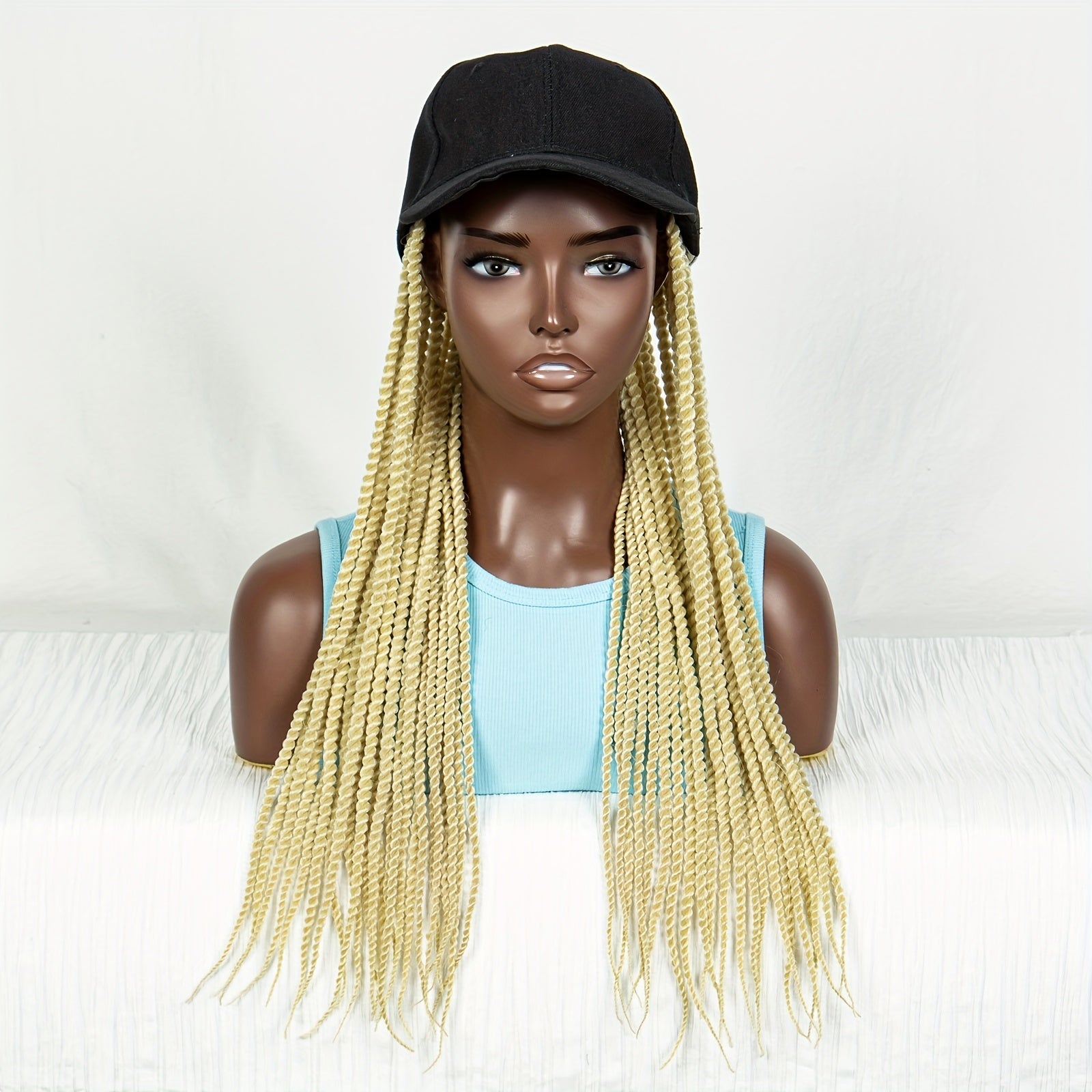 Hat Wig Long Braids Wig For Women Synthetic Wig Beginners Friendly Heat Resistant For Daily Use