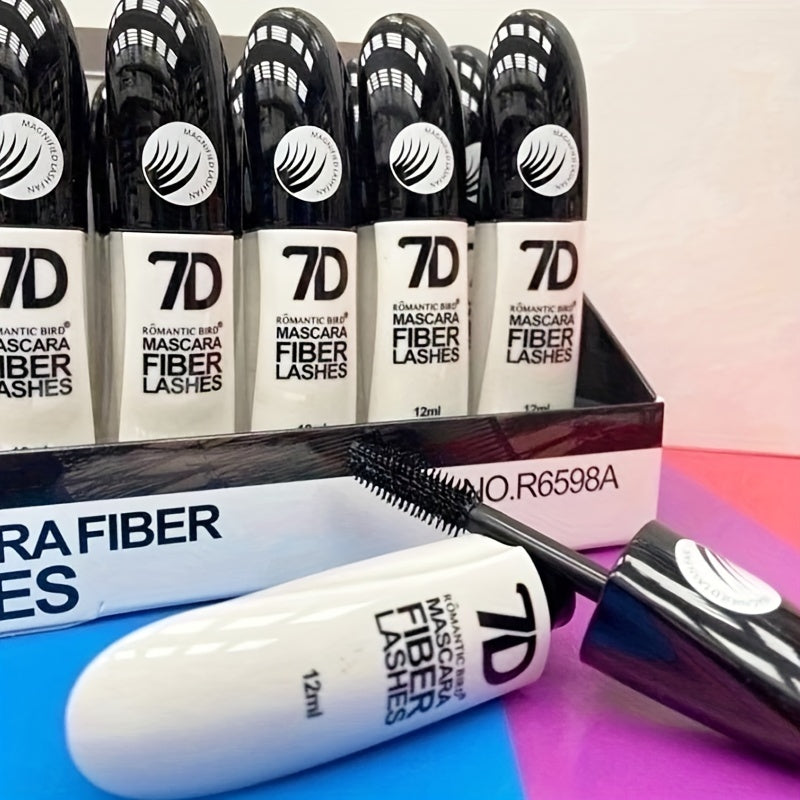 1pc 7D Fiber Lash Mascara - Waterproof, Volumizing & Lengthening, True Black, Washable, Curling & Buildable Formula for All Skin Types, 12ml