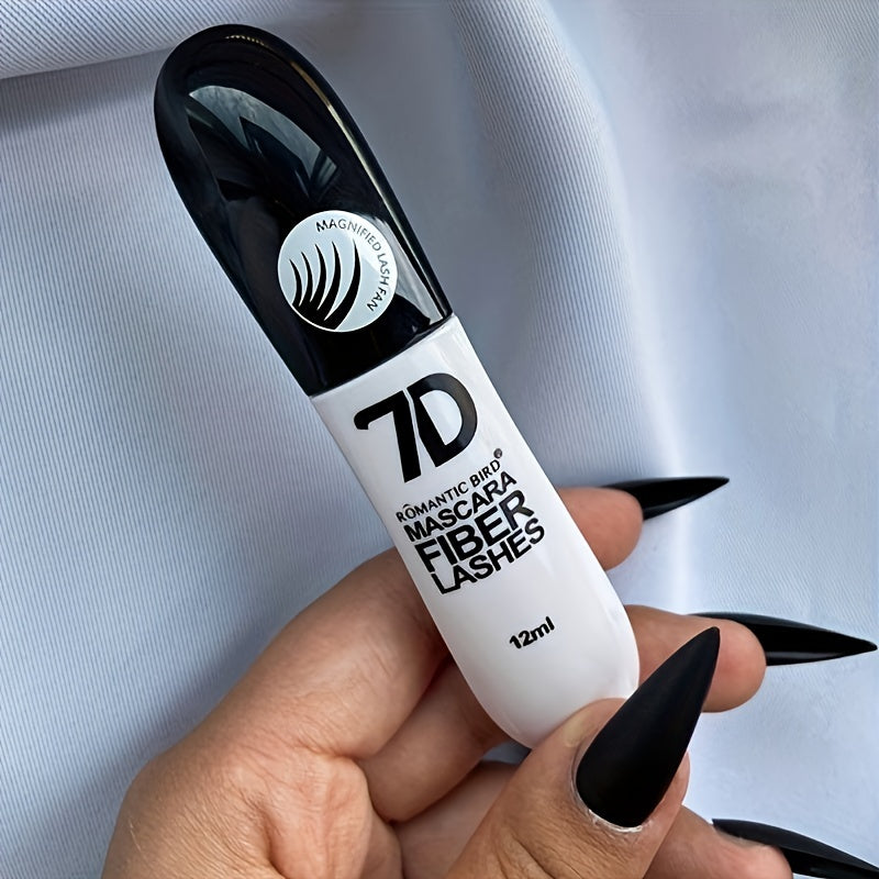 1pc 7D Fiber Lash Mascara - Waterproof, Volumizing & Lengthening, True Black, Washable, Curling & Buildable Formula for All Skin Types, 12ml