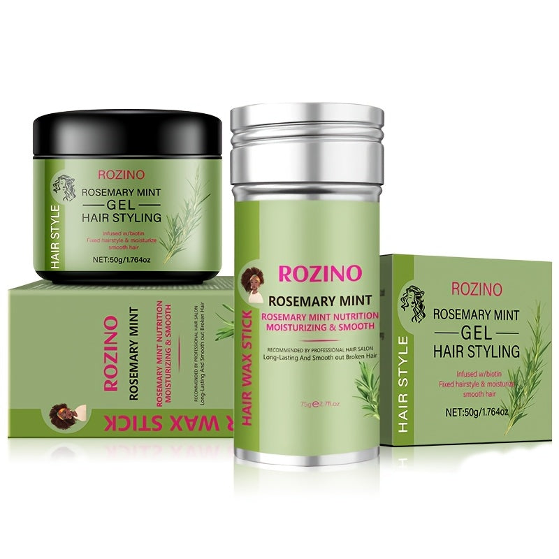 2pcs Rosemary Hair Care, Rosemary Mint Hair Styling Gel, Rosemary Hair Wax Stick, Moisturizing and Hydrating, Soft and Smooth, Hair Styling, Taming Split Ends, Suitable for All Hair Types, ROZINO