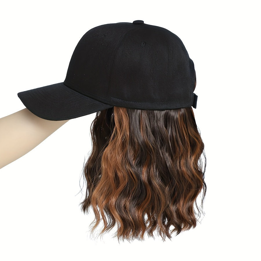 Chic Short Wavy Synthetic Hair in Mixed Brown Blonde 8' Hat Wig