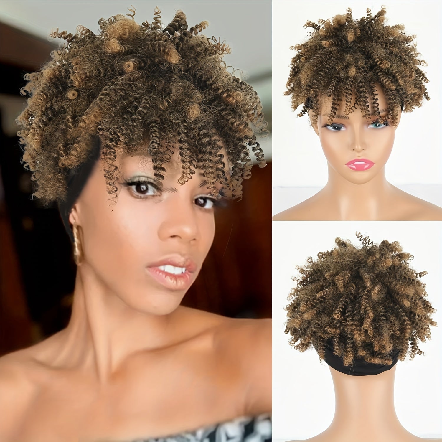 Afro Puff With Bangs Turban Wrap 4inch