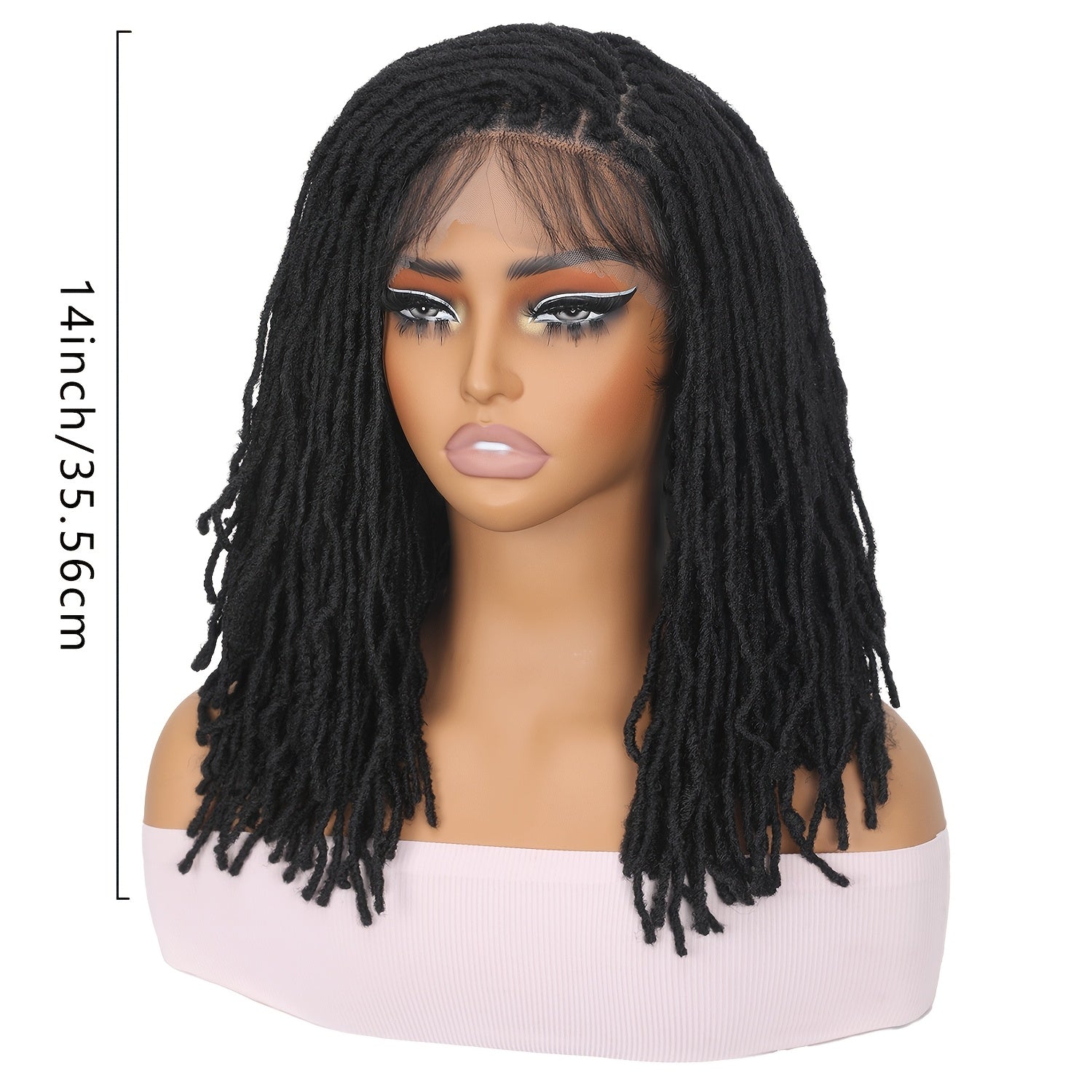 Straight Full Lace Dreadlock Wig - High Temperature Fiber, Knotless Square Part Faux Locs