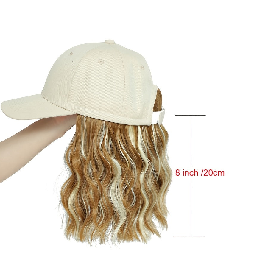 Chic Short Wavy Synthetic Hair in Mixed Brown Blonde 8' Hat Wig