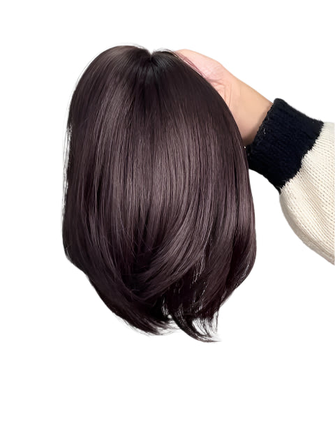 Elegant Women's Short Straight Hair Topper - Natural Look, Breathable Net Cap