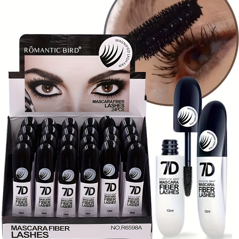 1pc 7D Fiber Lash Mascara - Waterproof, Volumizing & Lengthening, True Black, Washable, Curling & Buildable Formula for All Skin Types, 12ml