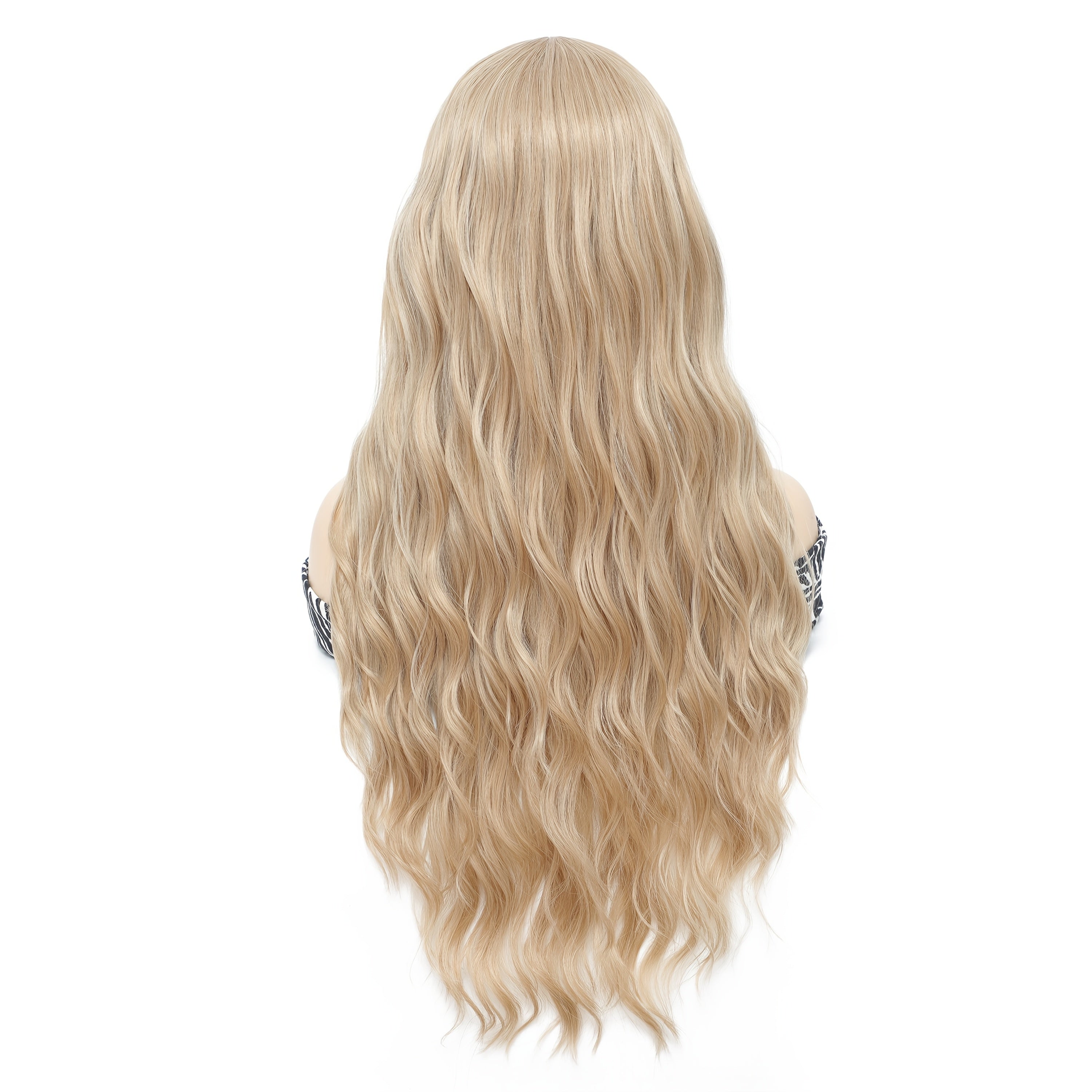 28 Inch Natural Wavy Blonde Wig Middle Part