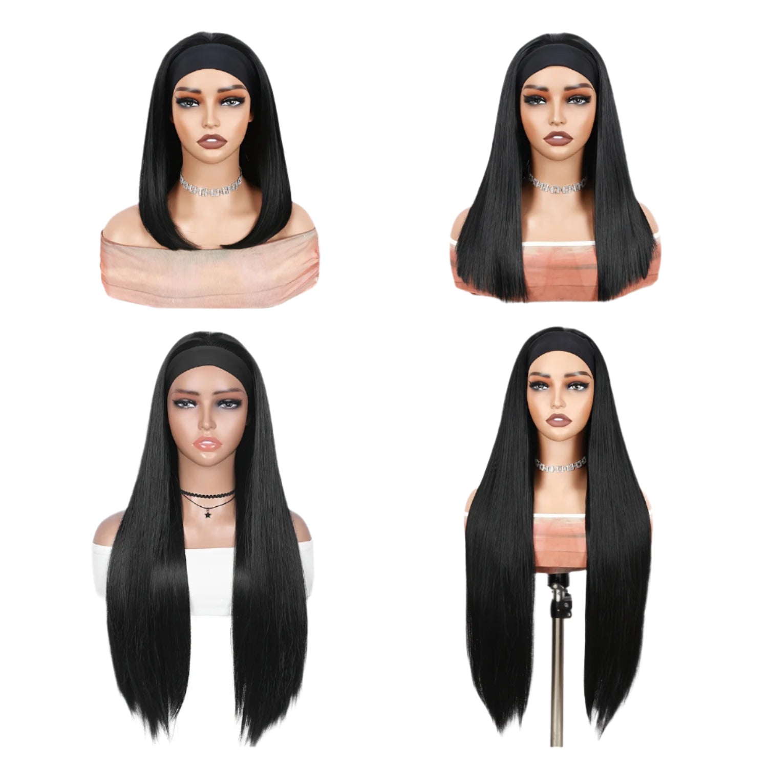 Black Straight Headband Wig