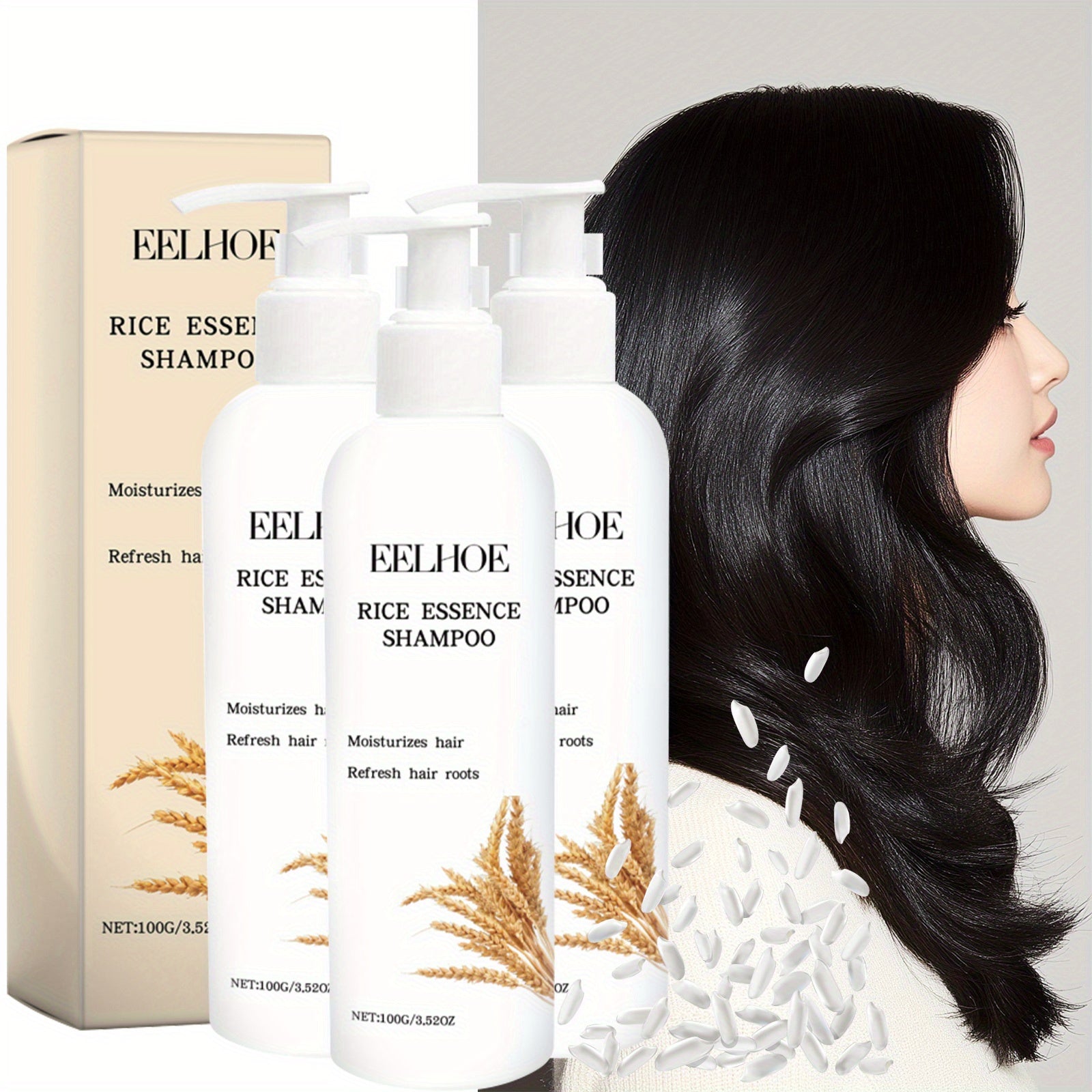 3pcs Rice Essence Shampoo