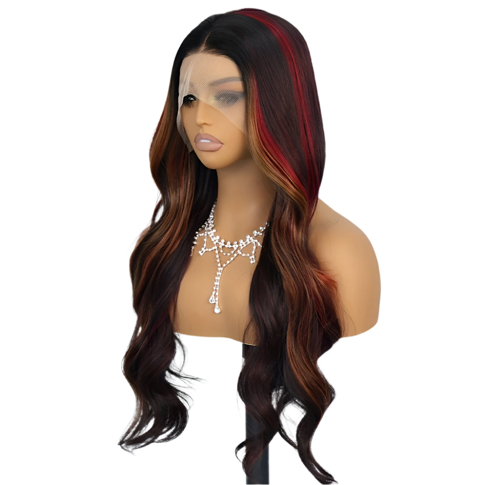 13x4 Natural Ombre Red Body Wave Lace Front Wigs