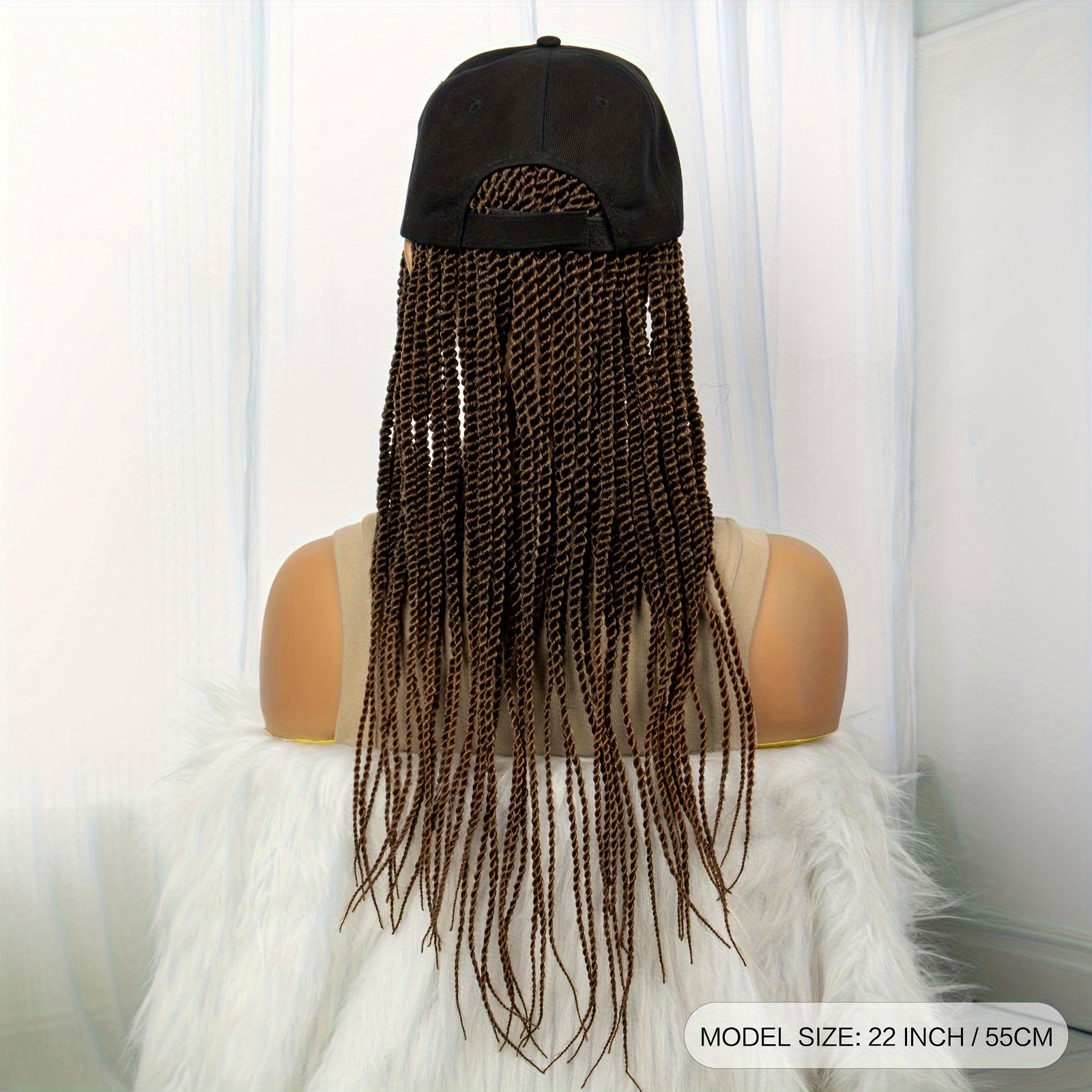 Hat Wig Long Braids Wig For Women Synthetic Wig Beginners Friendly Heat Resistant For Daily Use