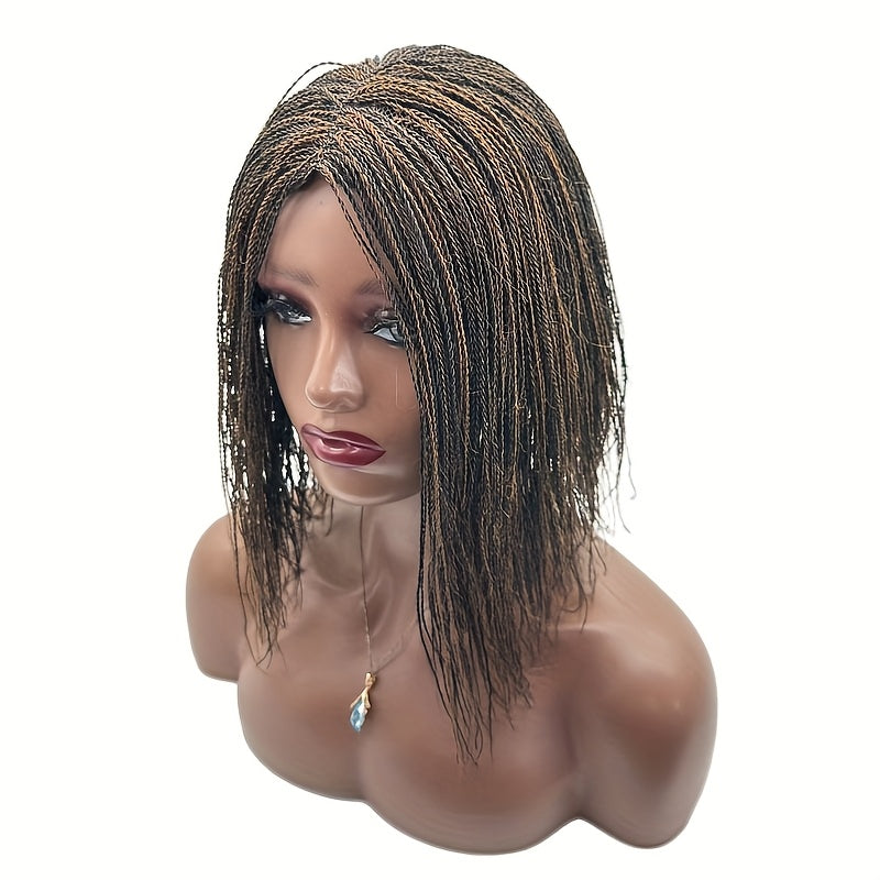 Box Bob Braided Wig for Women Heat Resistant Kinky Twist Crochet Braids Full Handmade Braid Wig Straight Hair Hand-Tied 10 Inches