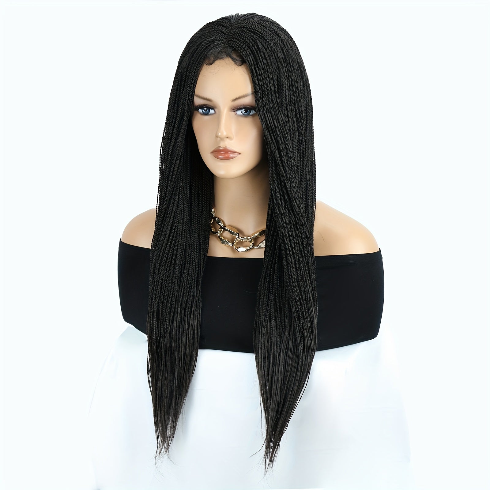 22-inch Women's 4X4 Lace Front Twist Braided Wig, Ri Fiber Synthetic Hair, Basic Style, Versatile Lace Area, All-Purpose Wig