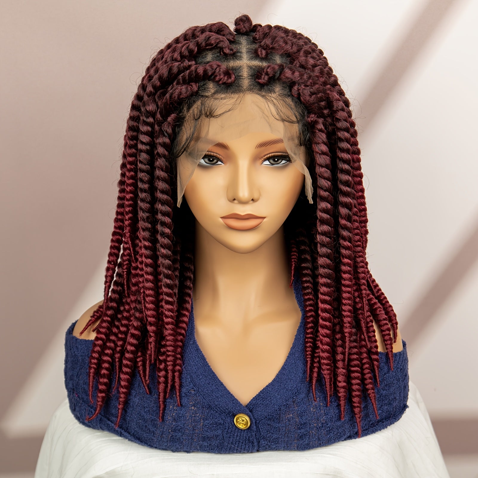 [Fantastic Hair Elegant Wig] Halloween Synthetic Braided Wig - Fantastic Hair Elegant Full Lace Wig With Braids Knotless Box Twist - High Temperature Fiber, Adult, Fashionable Christmas Present