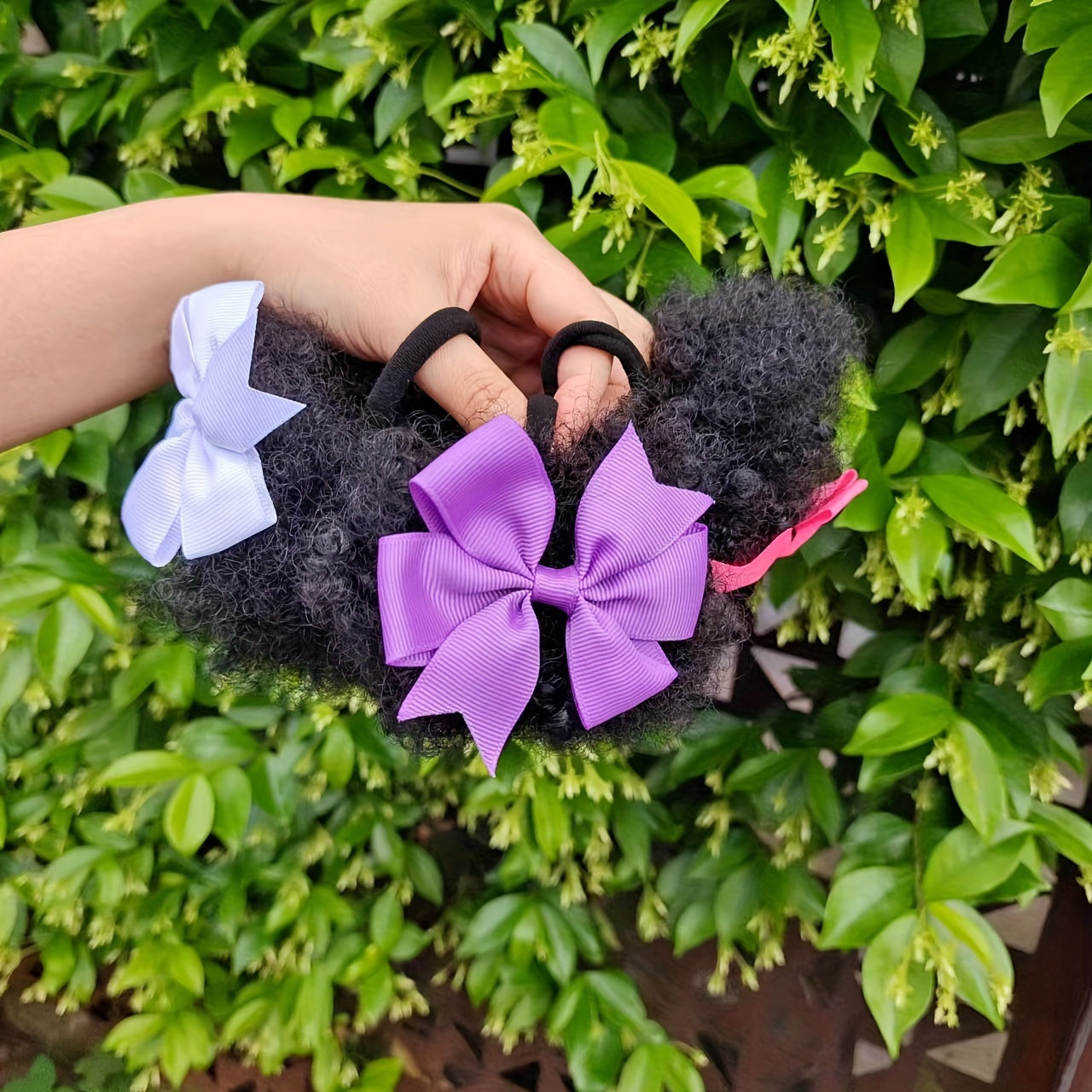 set 1pc/2pcs hair buns 4inch small size adorable hair buns with colorful hair bows hair extension party hair styling with bows hair buns with bows adorable hair with elastic hairties