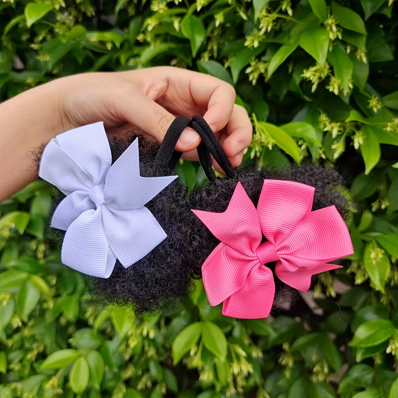 set 1pc/2pcs hair buns 4inch small size adorable hair buns with colorful hair bows hair extension party hair styling with bows hair buns with bows adorable hair with elastic hairties