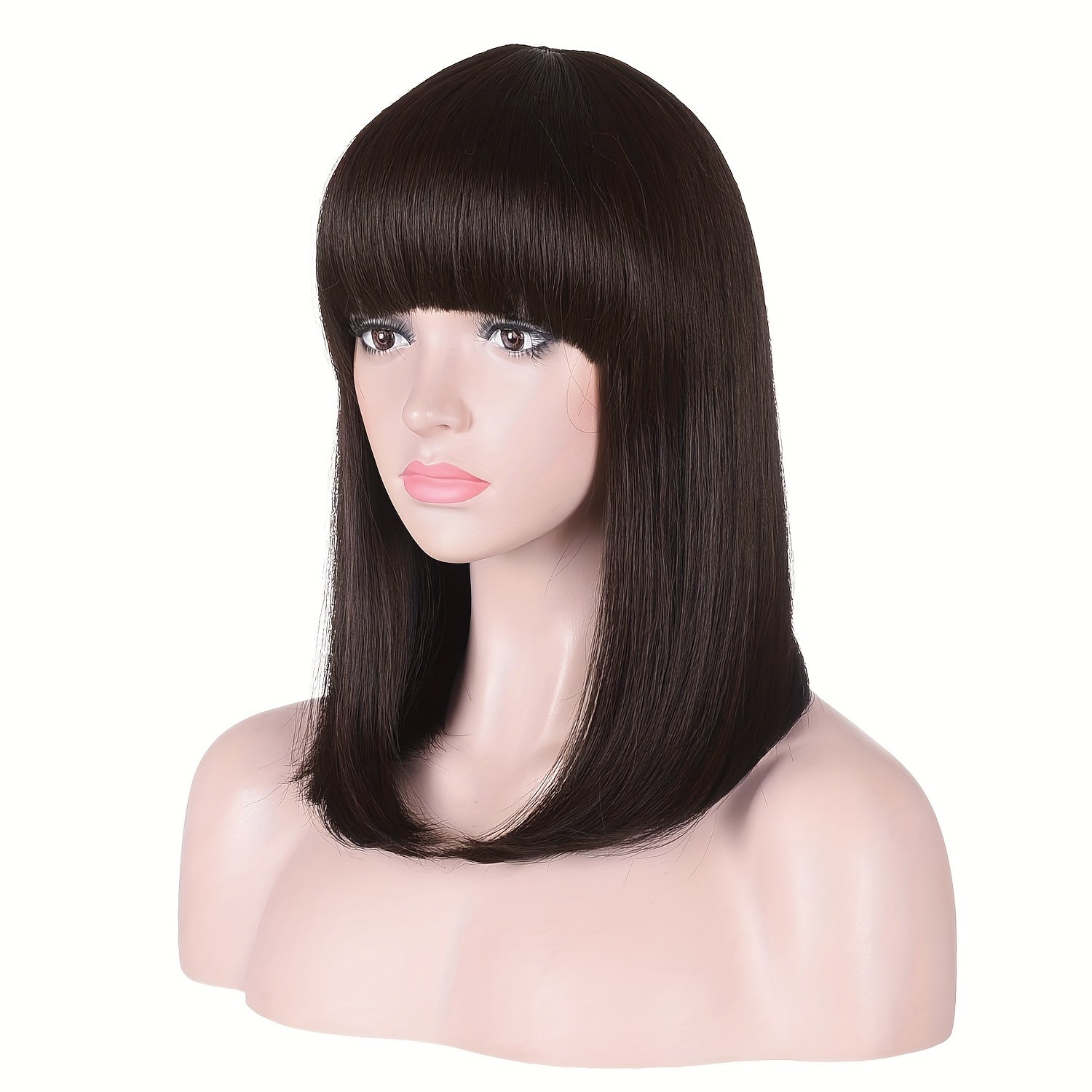 16 Inch Short Straight Wigs Brown Bob Wig