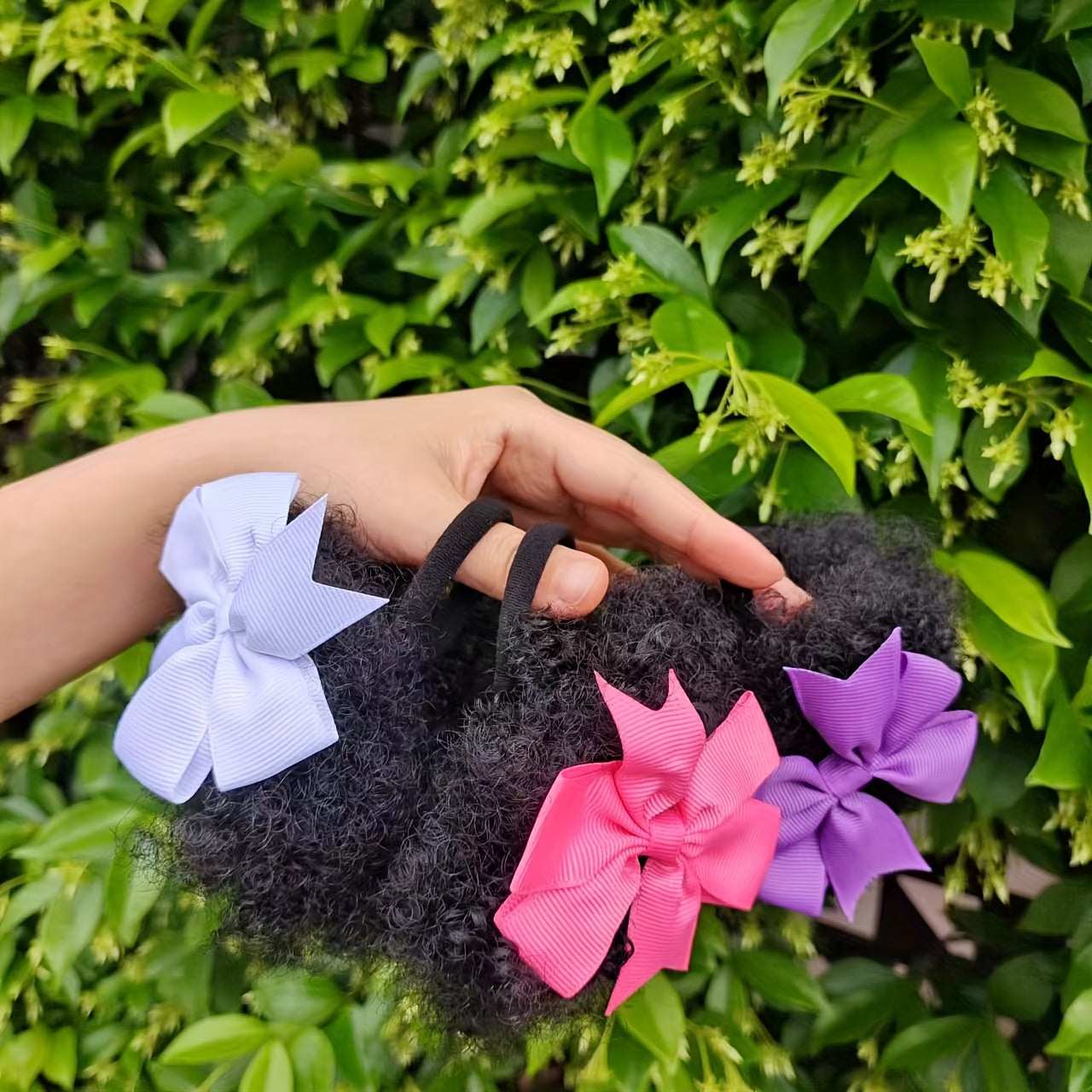 set 1pc/2pcs hair buns 4inch small size adorable hair buns with colorful hair bows hair extension party hair styling with bows hair buns with bows adorable hair with elastic hairties