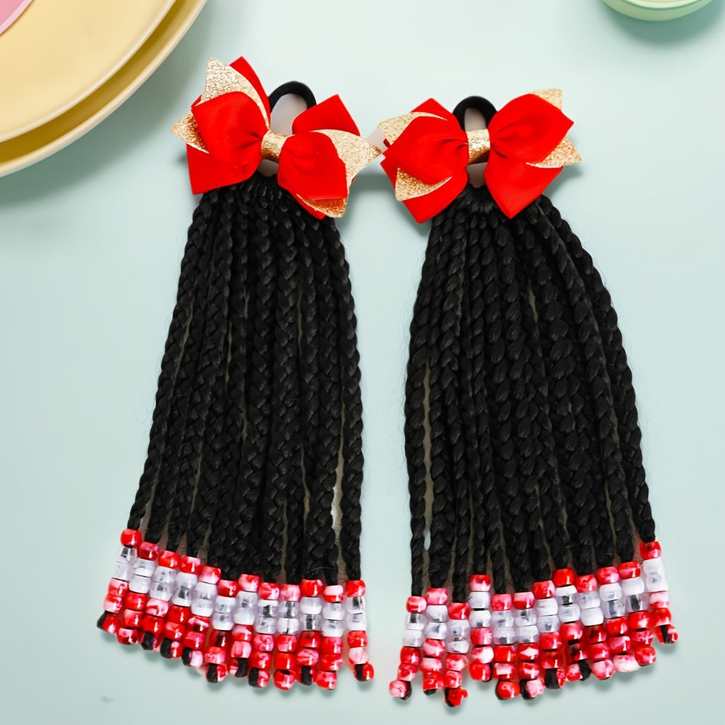 A Set Of Hair Bands With Elastic Bands, African Girl Wig With Braided Hair