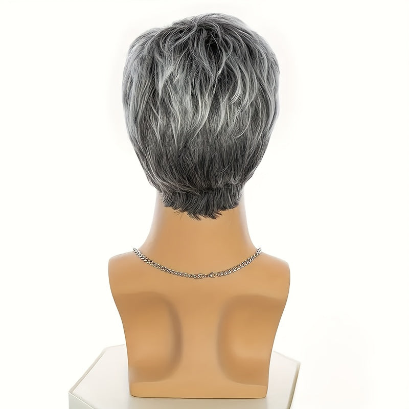 Men Wig in a Gradient Silvery-Gray