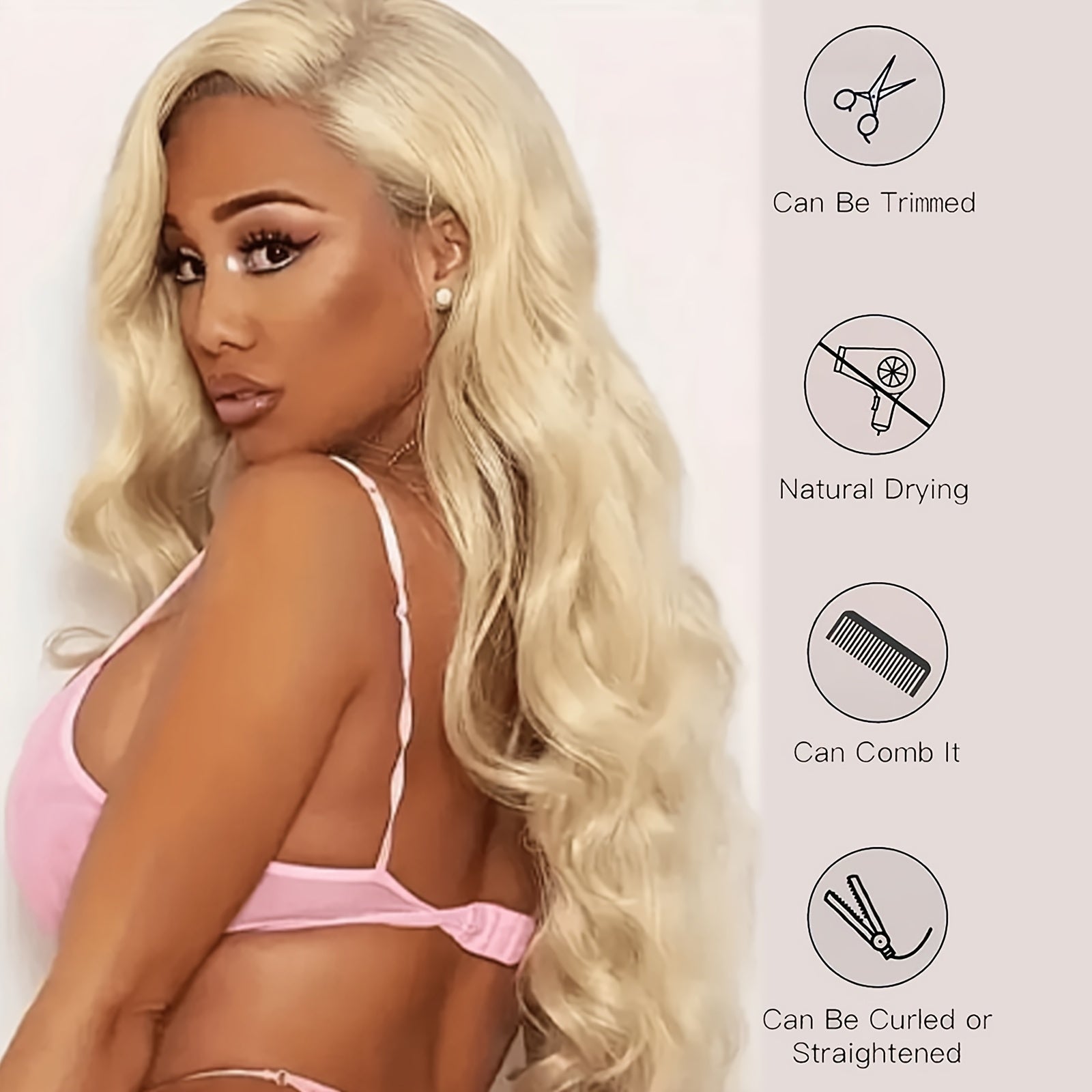 28 Inch Blonde Body Wave Wig, Gorgeous Fashion, Realistic Texture, Comfortable To Wear, Daily Party Wig, Christmas And New Year Atmosphere Holiday Party Wig, Suitable For Various Occasions.