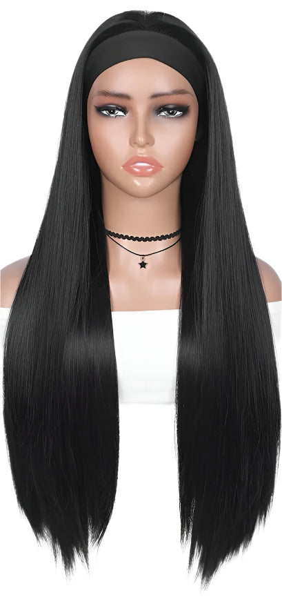 Black Straight Headband Wig