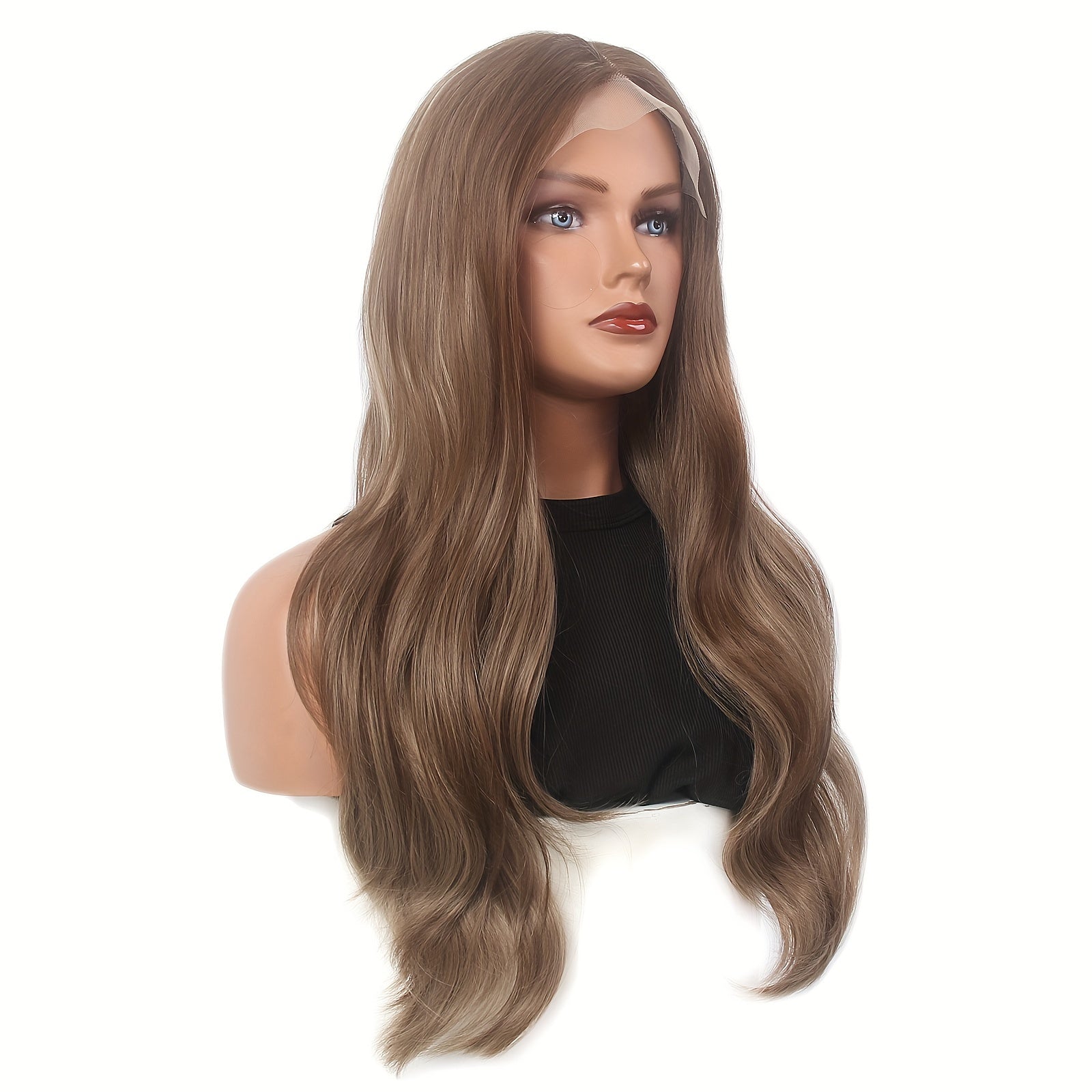 Elegant Blonde Ombre Lace Front Wig for Women - 26 inch Long Straight Synthetic Hair, T-Part Middle Part Wig, 180 Density, Versatile T-Part Lace Area, Suitable for All, Beginner Friendly