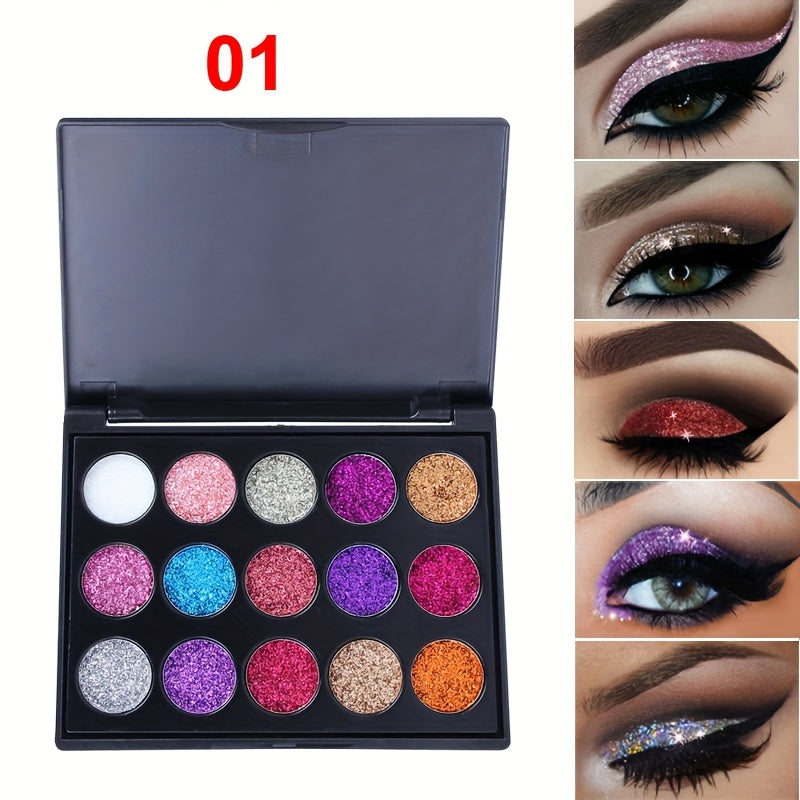 15 Colors of Glittery Golden Powder Eyeshadow
