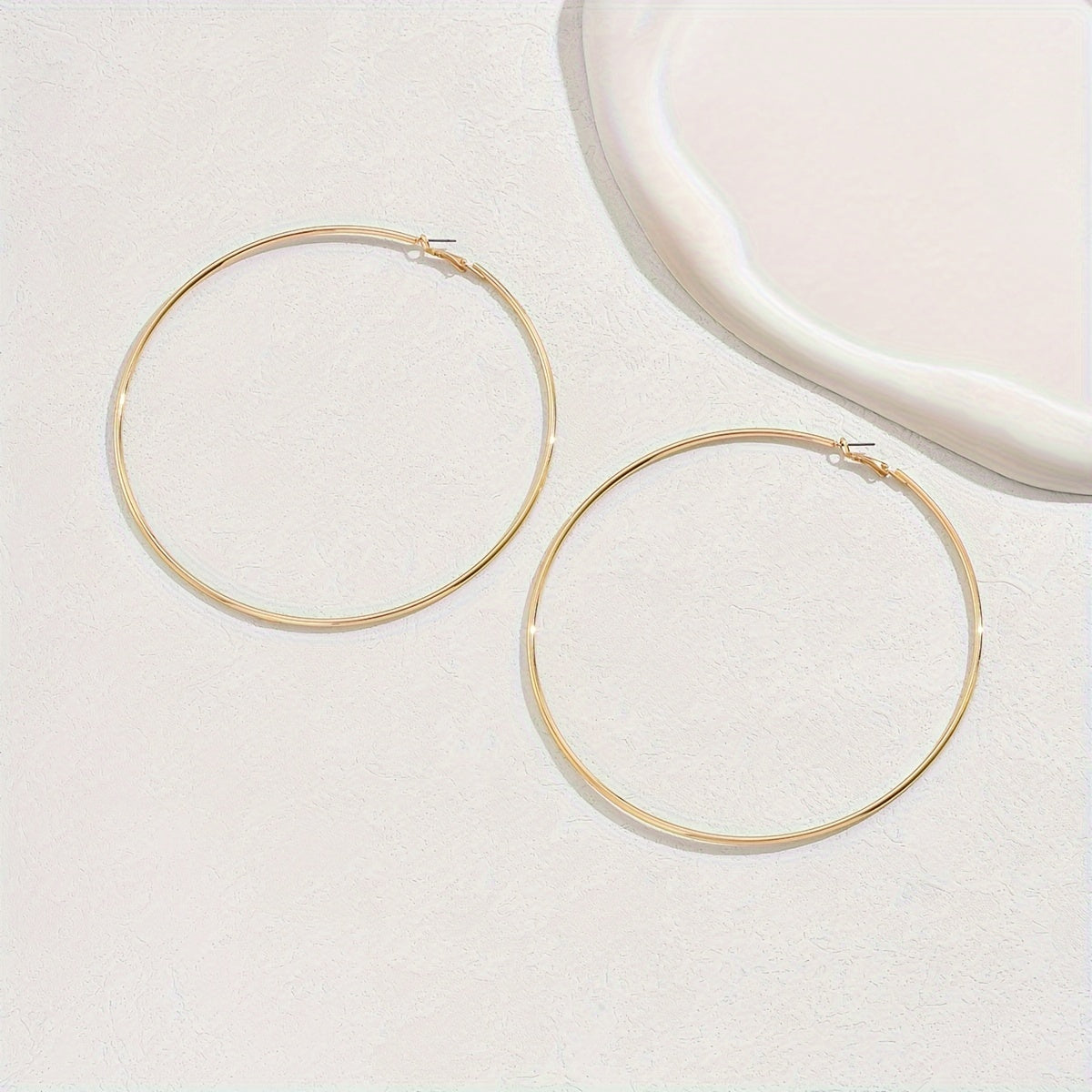 Pair of Bold Golden-Tone Hoop Earrings