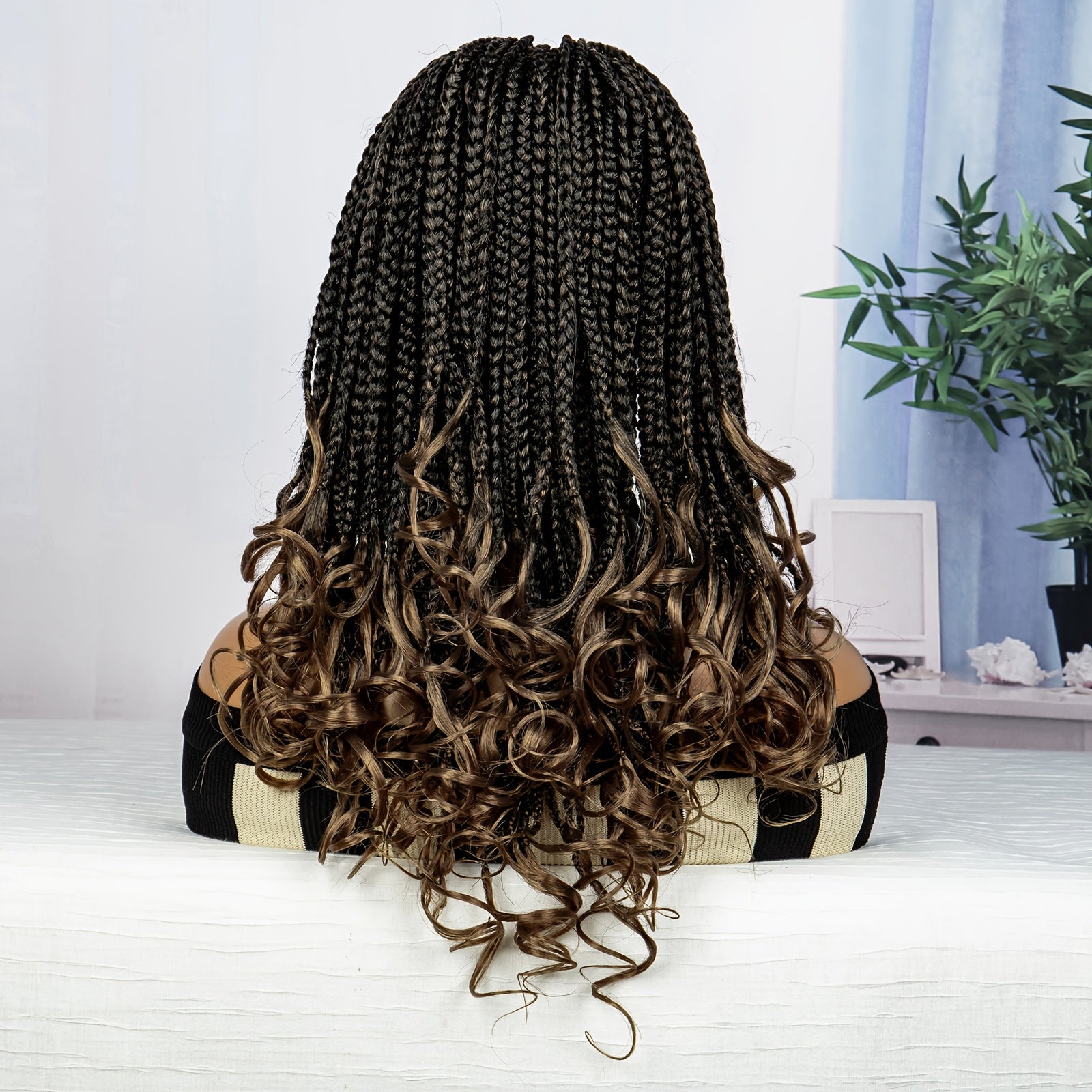 Anytime Chic Black Box Braid Wig for Women - Premium Synthetic Cornrow Braids with Loose Wave Ends, Easy to Wear, Breathable, Versatile Hairpiece, 150% Density, 9x6 Lace Front, High-Temperature Fiber