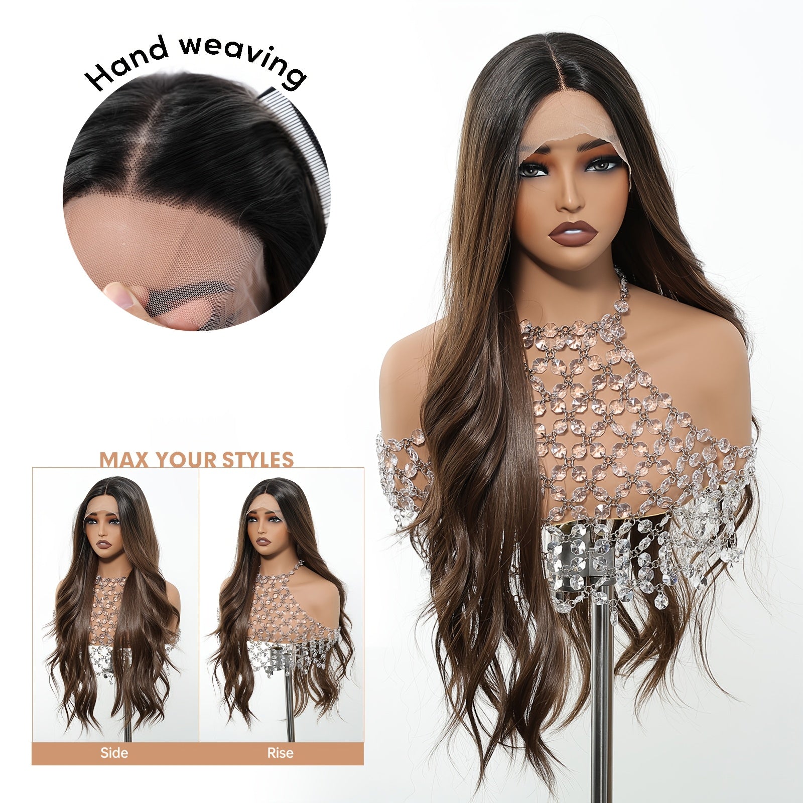 Elegant Body Wave 28-Inch 13x6 HD Transparent Lace Front, Pre-Plucked Glueless Brunette Brown Wig