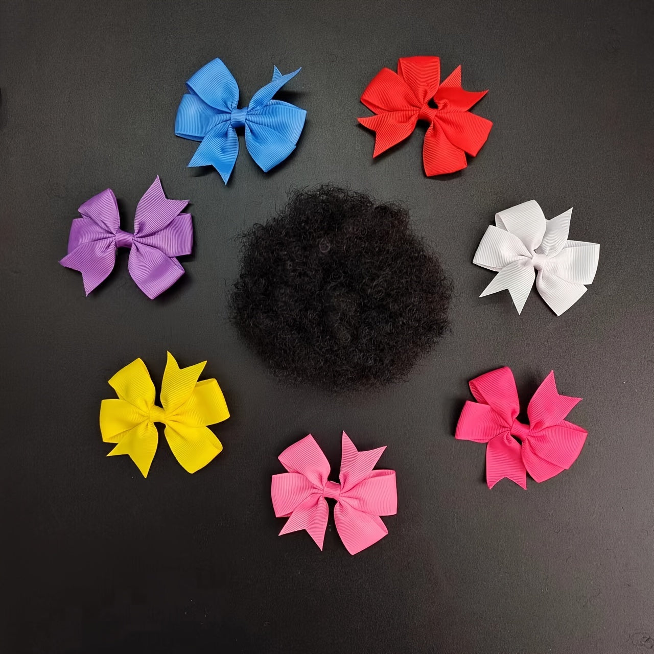 set 1pc/2pcs hair buns 4inch small size adorable hair buns with colorful hair bows hair extension party hair styling with bows hair buns with bows adorable hair with elastic hairties