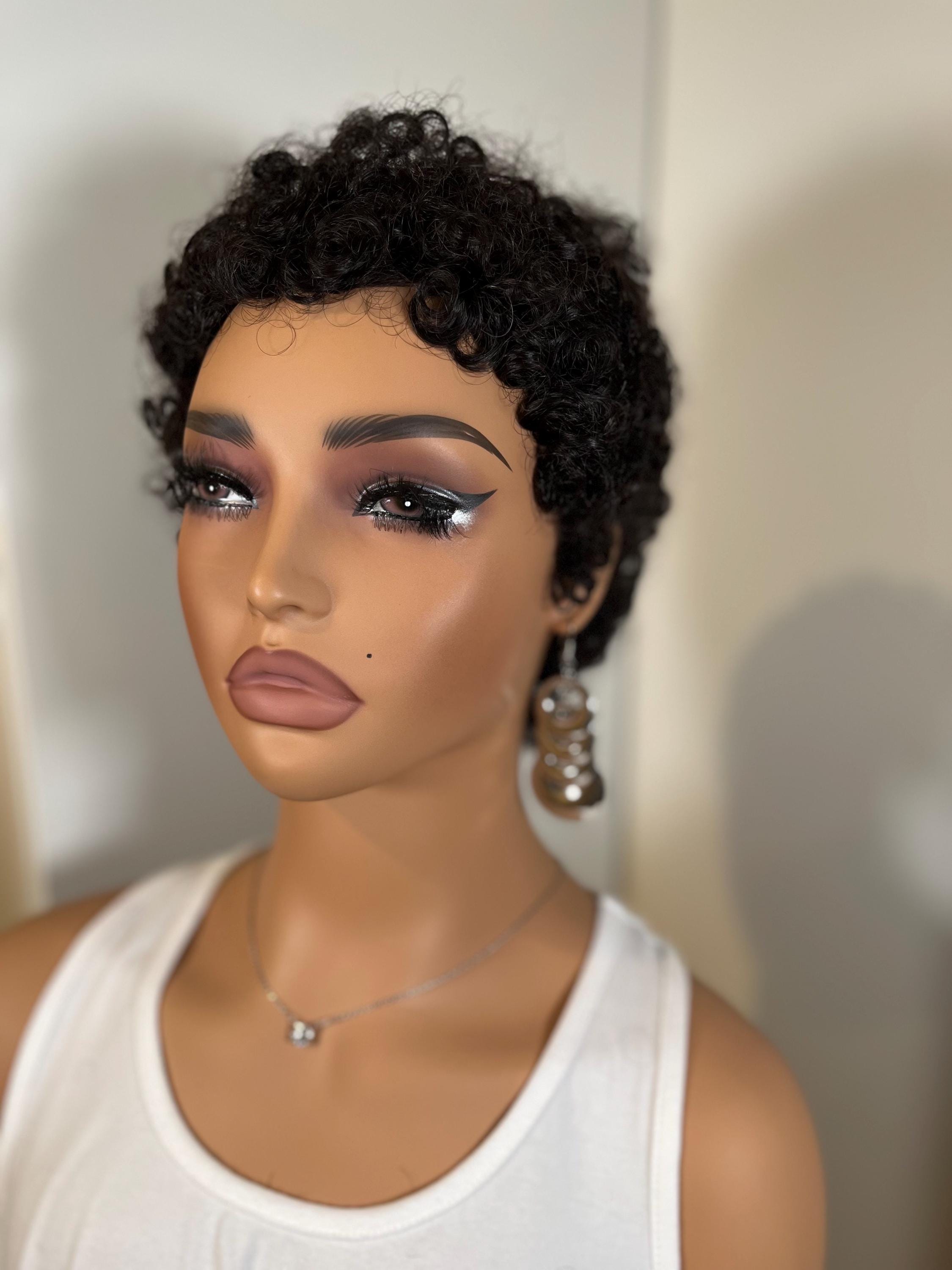 Short (TWA) human hair Afro Wig | Black color #1b