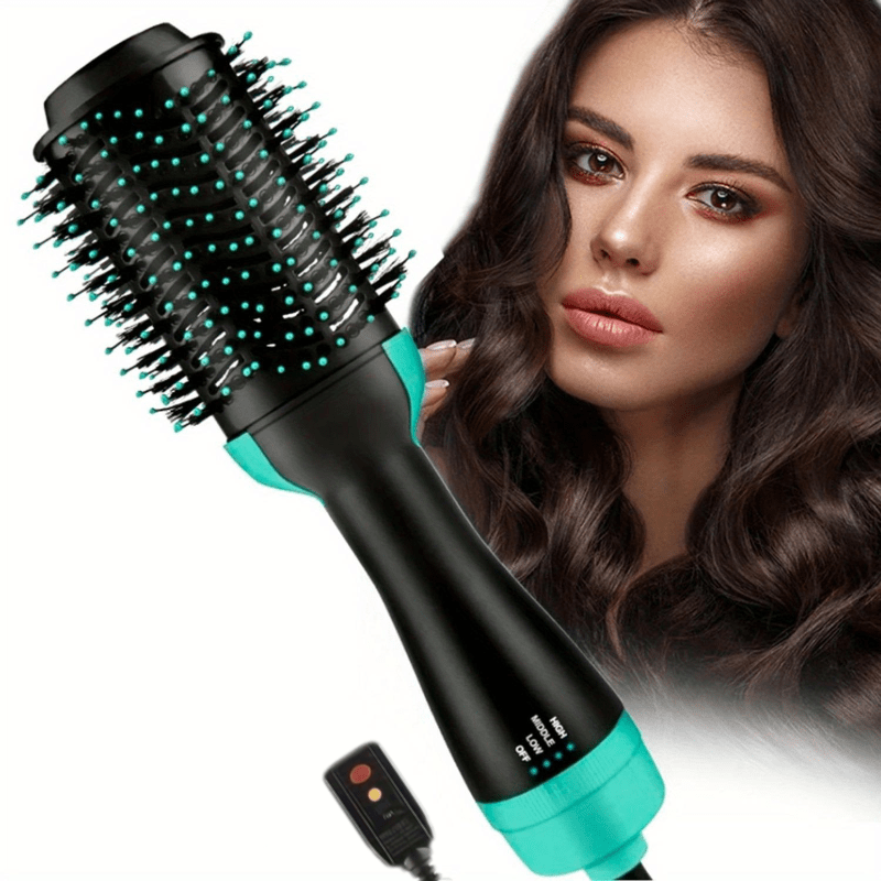 3-in-1 Hair Dryer Brush Styler - Fast One-Step Round Salon Hair Dryer, Hair Straightener, Hair Curler, Volumizer with Multiple Heat Settings, Wand Curler, Comb, Holiday Halloween Christmas Gift Valentine's Day Gift