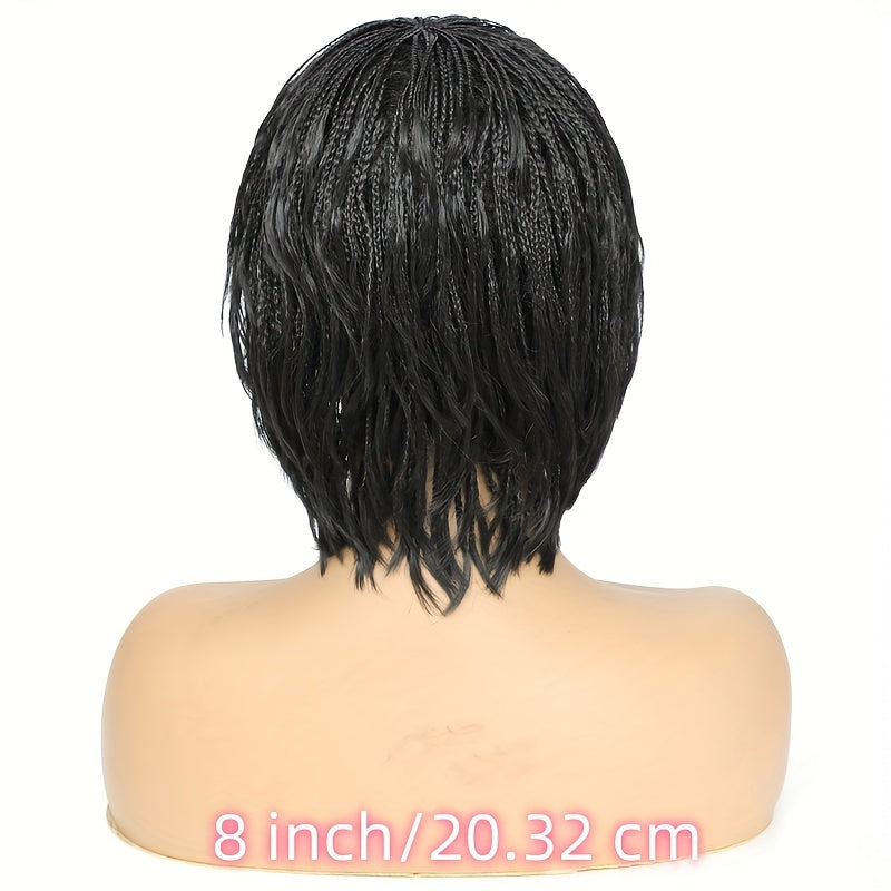 Elegant Briaded Pixie Cut Wig with Bangs - Heat Resistant