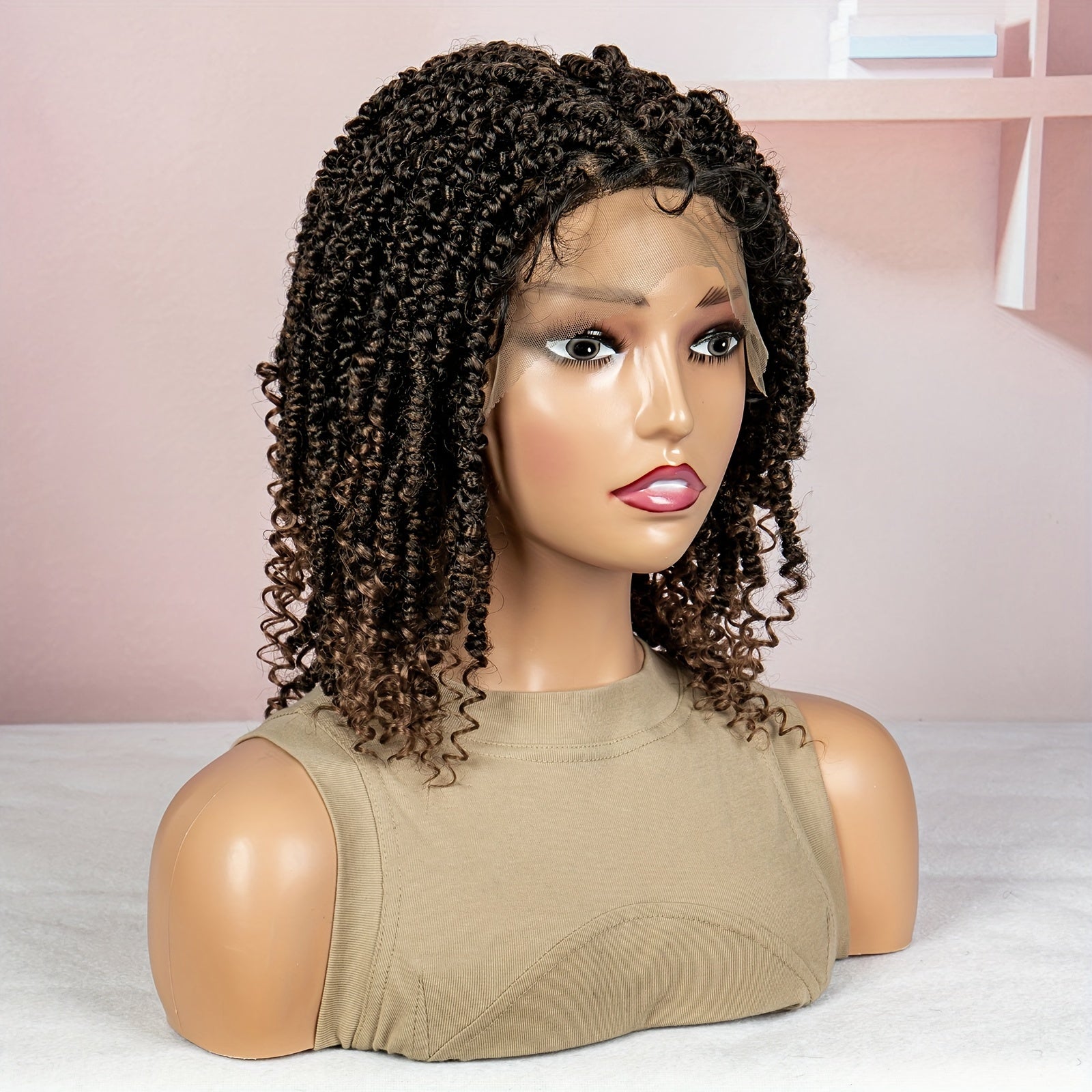 9x6 Inch 180% Density Women's Gradient Color Crochet Braids Lace Wig with Breathable Scalp Simulation, Elastic Knots, and Natural Looking High Temperature Fiber