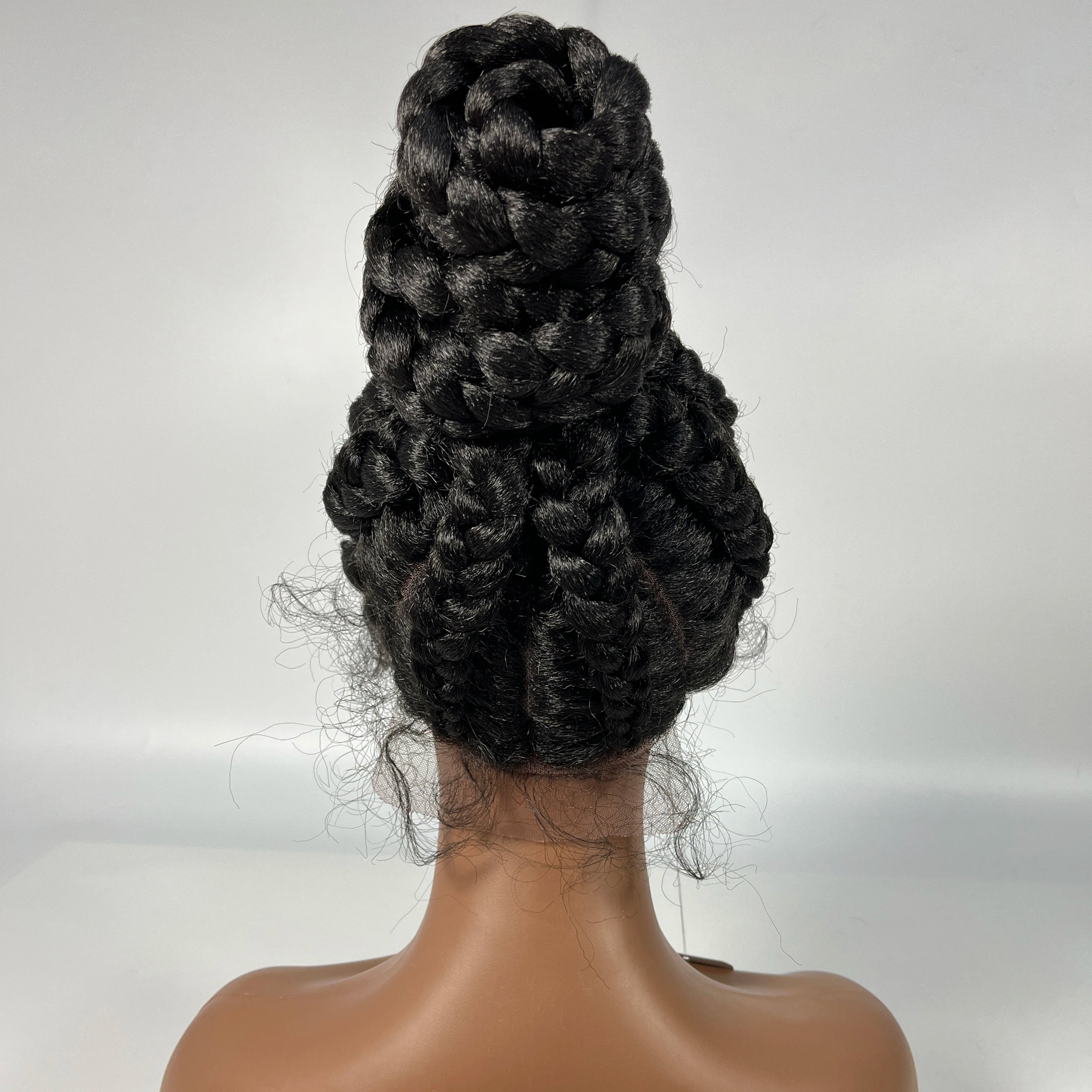 Synthetic Braided Updo Lace Front Wig Box Braids Wig For Black Women Cornrow Braids Lace Wigs Frontal Afro Wig New Style Hair