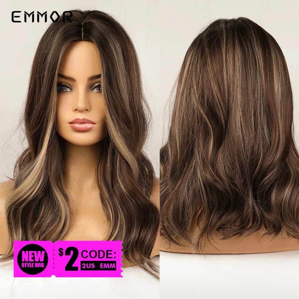 Long Wavy Wigs Brown with Blonde Wigs