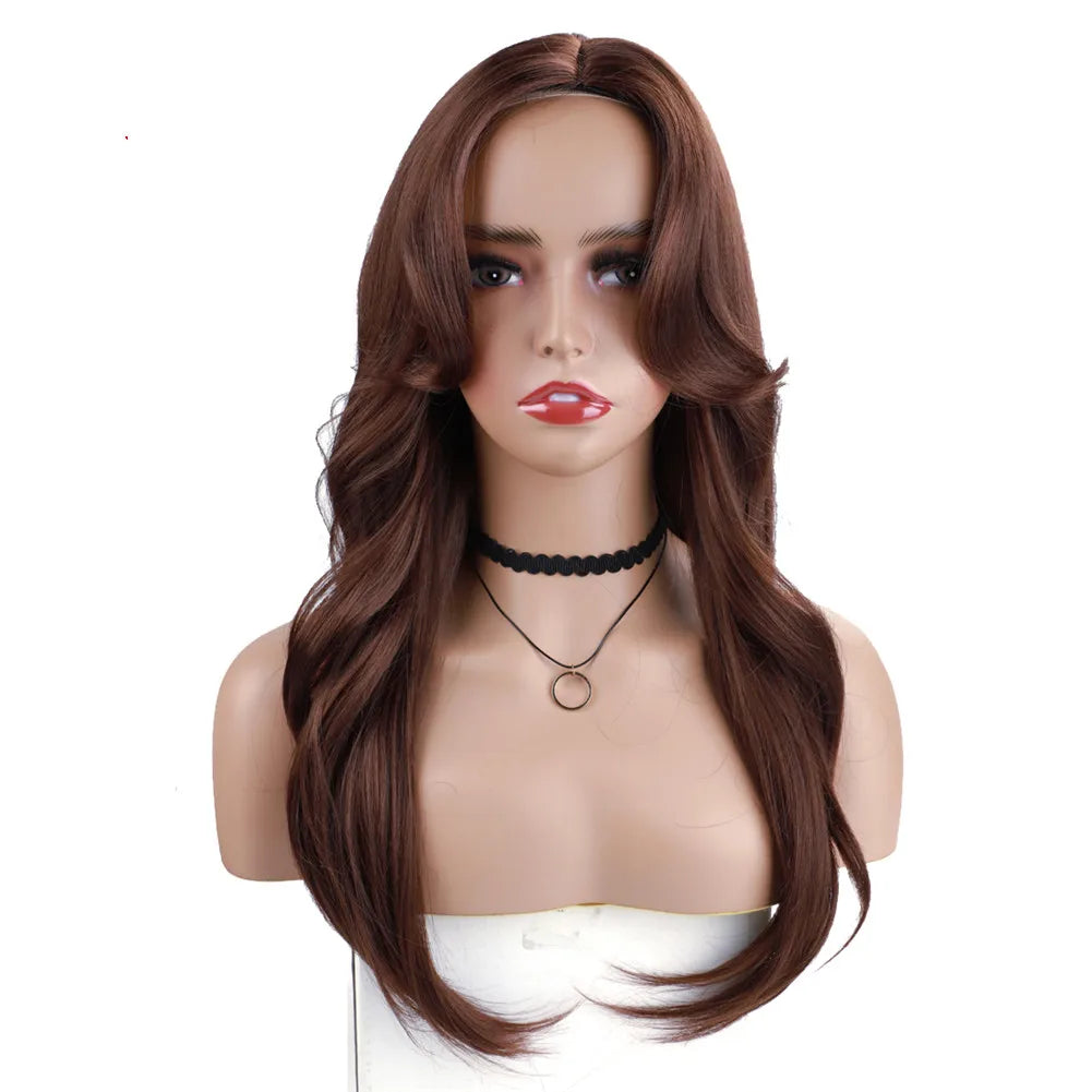 Straight Synthetic Hair Wigs With Curly-Bang