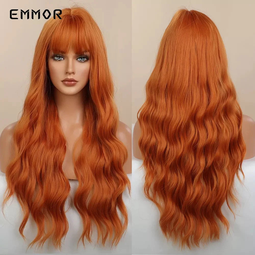Ombre brown to Light Blonde Hair Wig with Bangs