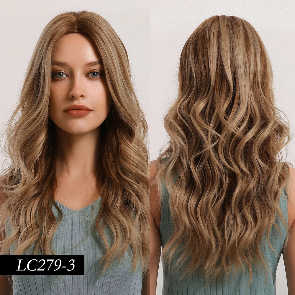 Long Wavy Wigs Brown with Blonde Wig